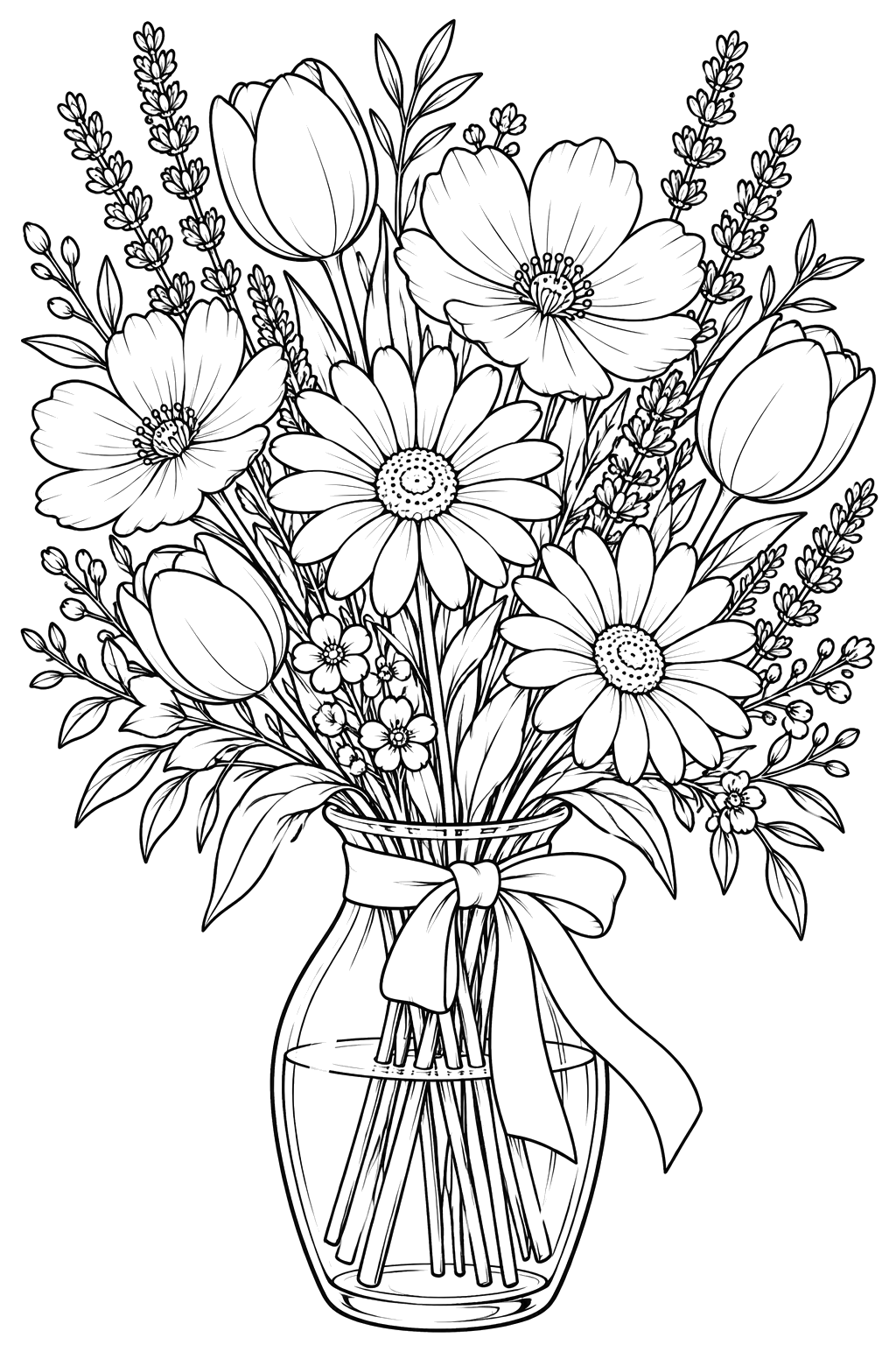 A flower garden coloring page ready to print